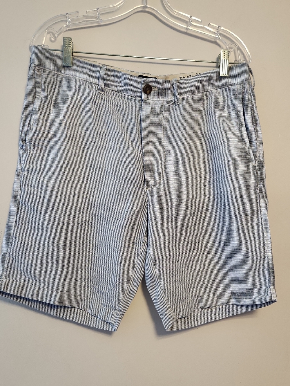 J. Crew Blue & White  Striped Inseam 9 Linen  Shorts 32 Waist